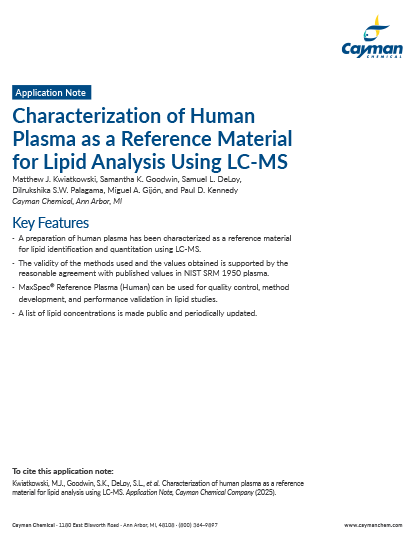 <p>Characterization of Human Plasma as a Reference Material for Lipid Analysis Using LC-MS<br></p>
